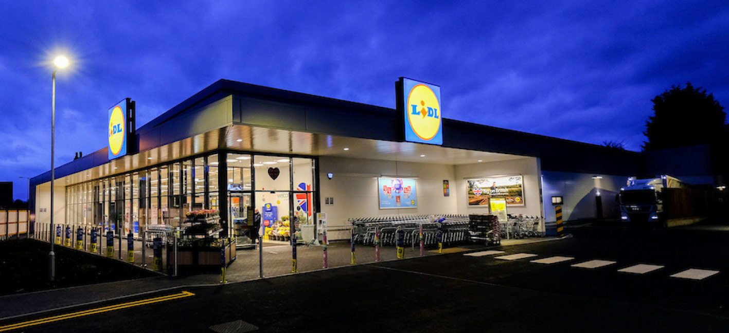 A similar Lidl store at night
