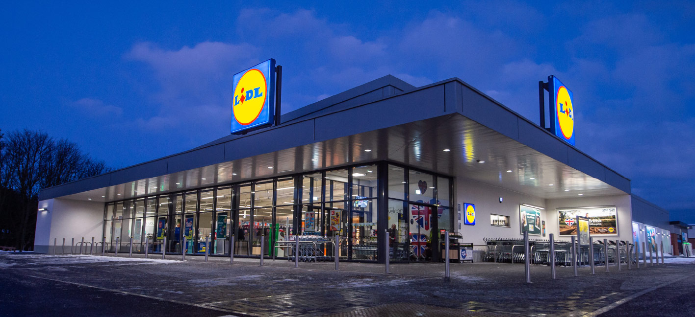 A similar Lidl store at night